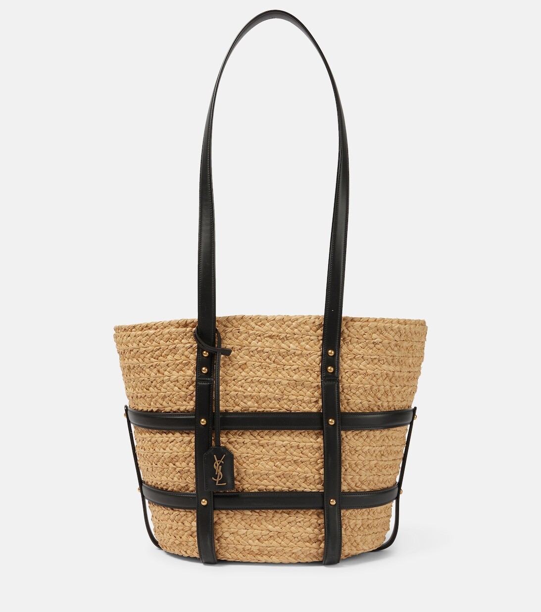 

Сумка-тоут Panier среднего размера из рафии Saint Laurent, бежевый