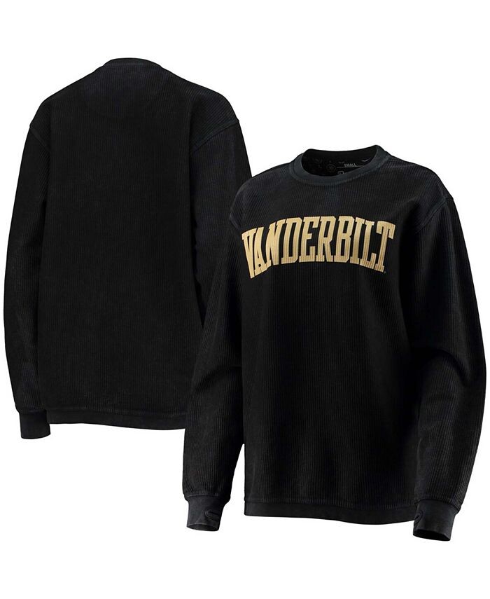 

Женский черный Vanderbilt Commodores, удобный вельветовый свитшот в винтажном стиле, базовый пуловер с аркой Pressbox, черный