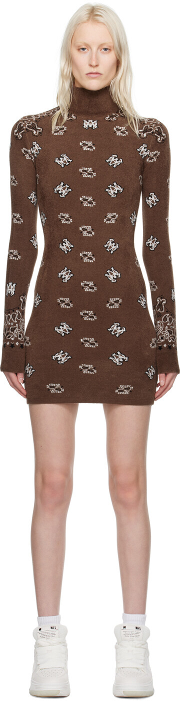 

Коричневое мини-платье-бандана Amiri, Коричневый, Коричневое мини-платье-бандана Amiri