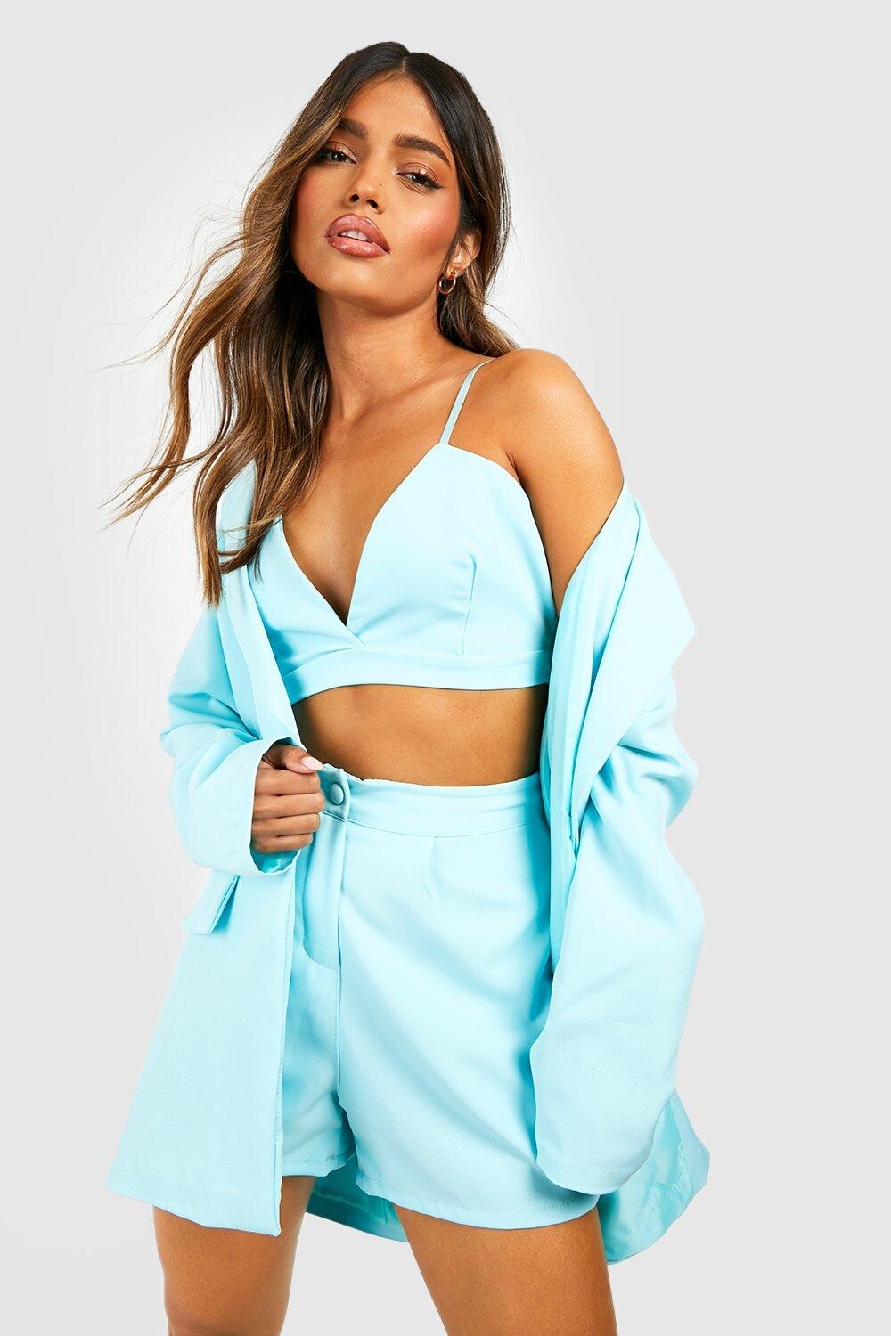 

Расклешенные шорты Boohoo, аква