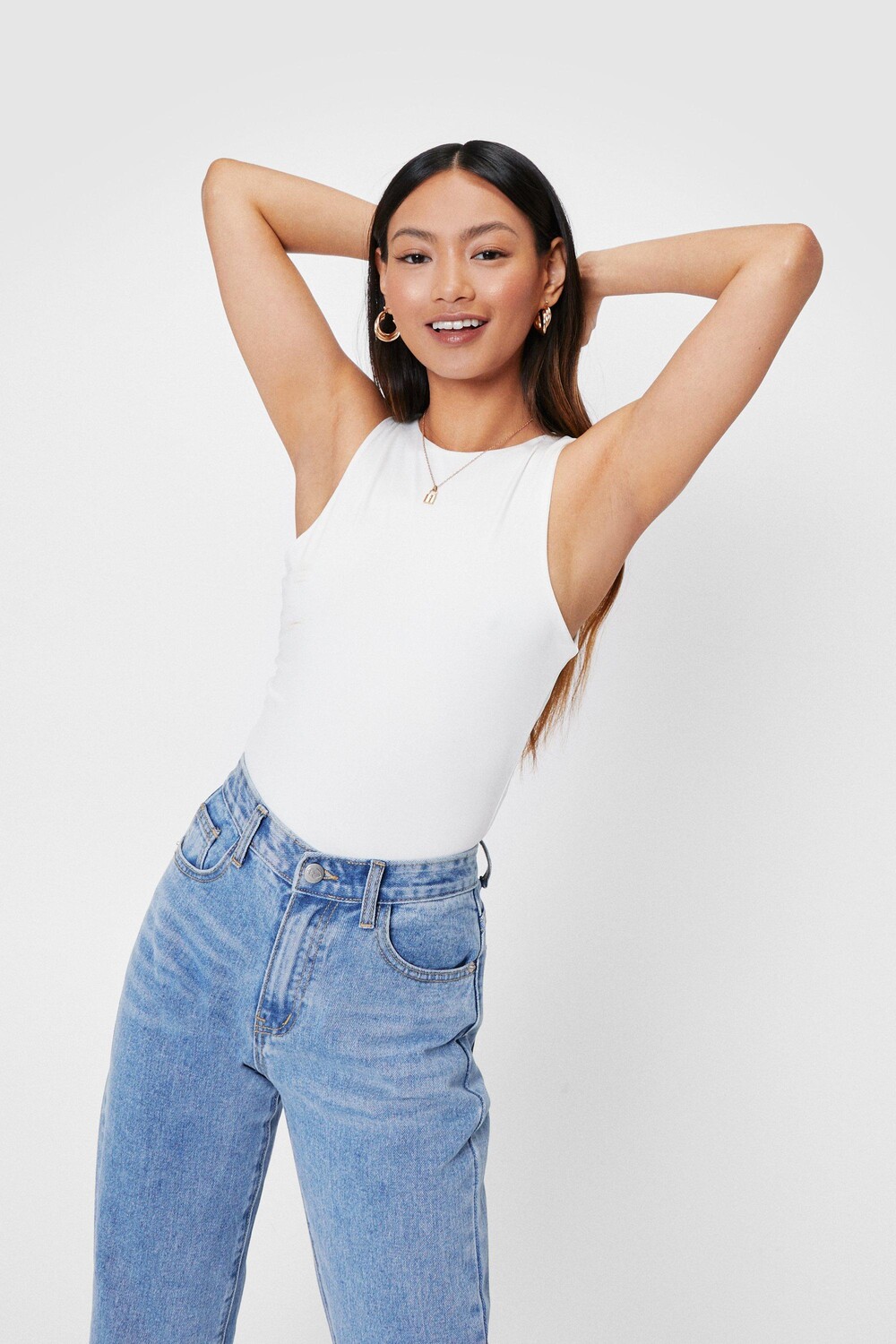 

Миниатюрное облегающее боди-борцовка Nasty Gal, белый