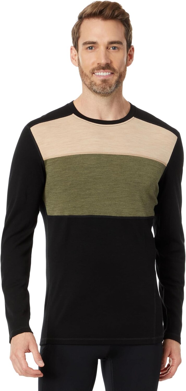 

Базовый слой Merino 250 Crew Color-Block Smartwool, цвет Black/Winter Moss