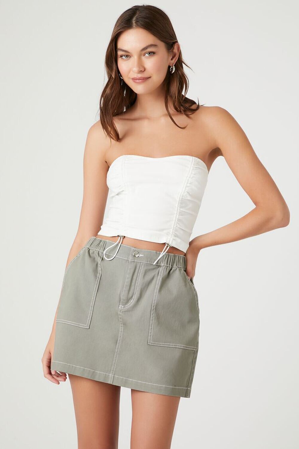 

Мини-юбка трапециевидного кроя из твила Forever 21, серый
