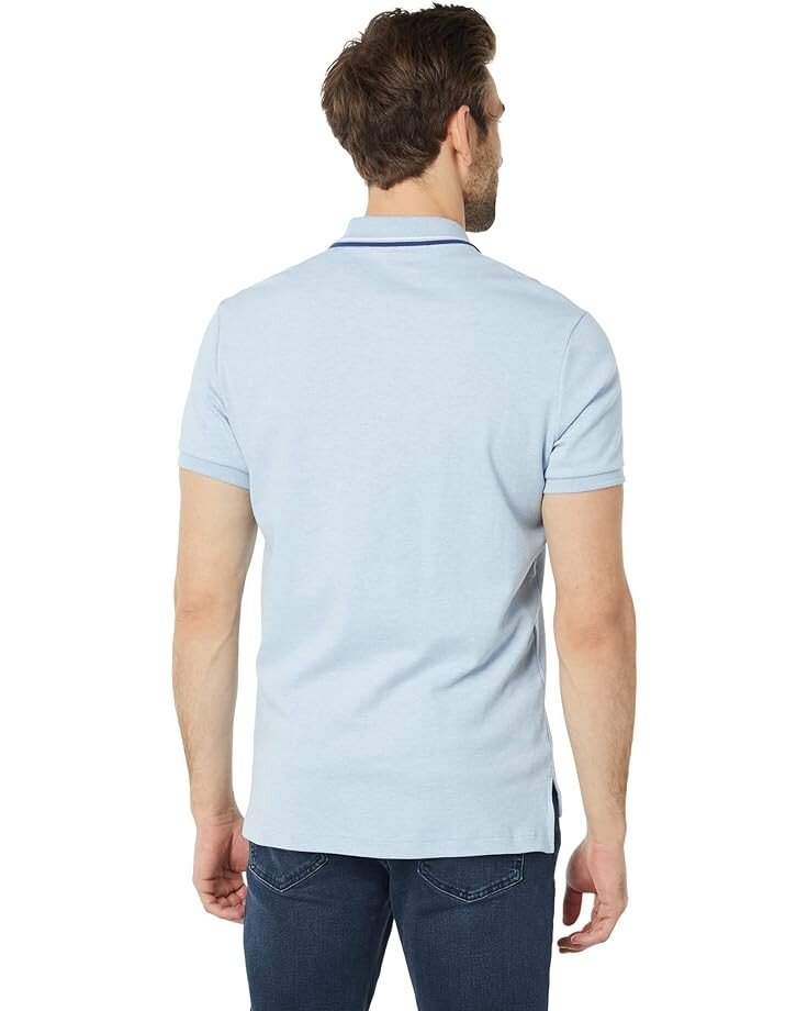 

Поло U.S. POLO ASSN. Slim Fit Tipped Interlock Knit Polo, цвет Surf Blue Heather