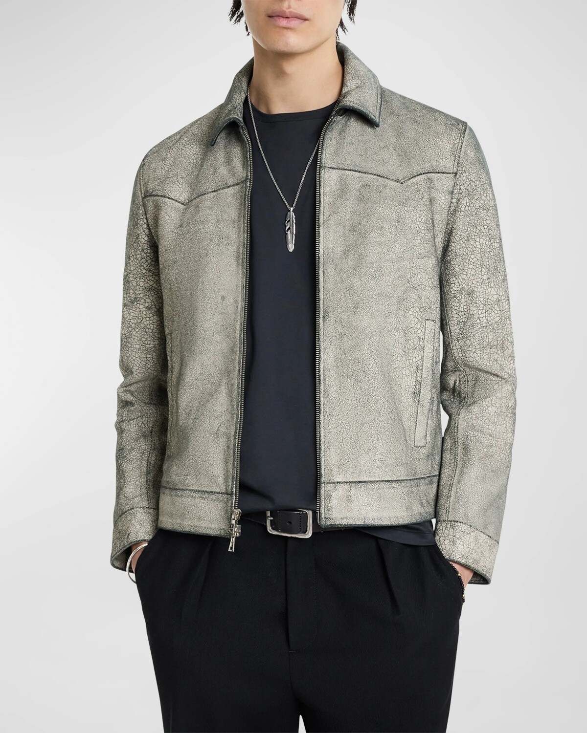 

Мужская куртка из овчины Weldon Western John Varvatos, цвет Black/White
