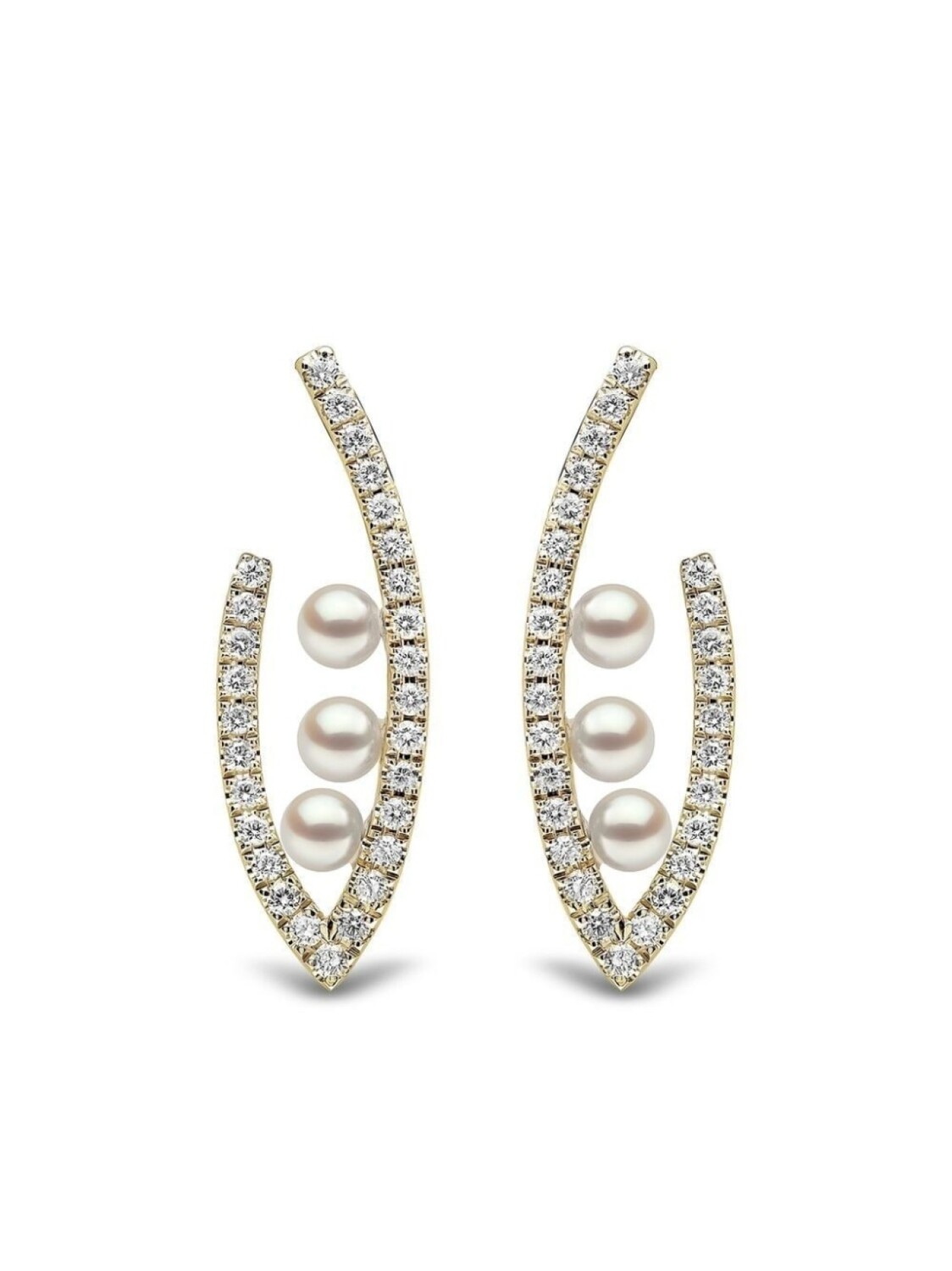 

Серьги Sleek Akoya из желтого золота с жемчугом и бриллиантами Yoko London, золотой