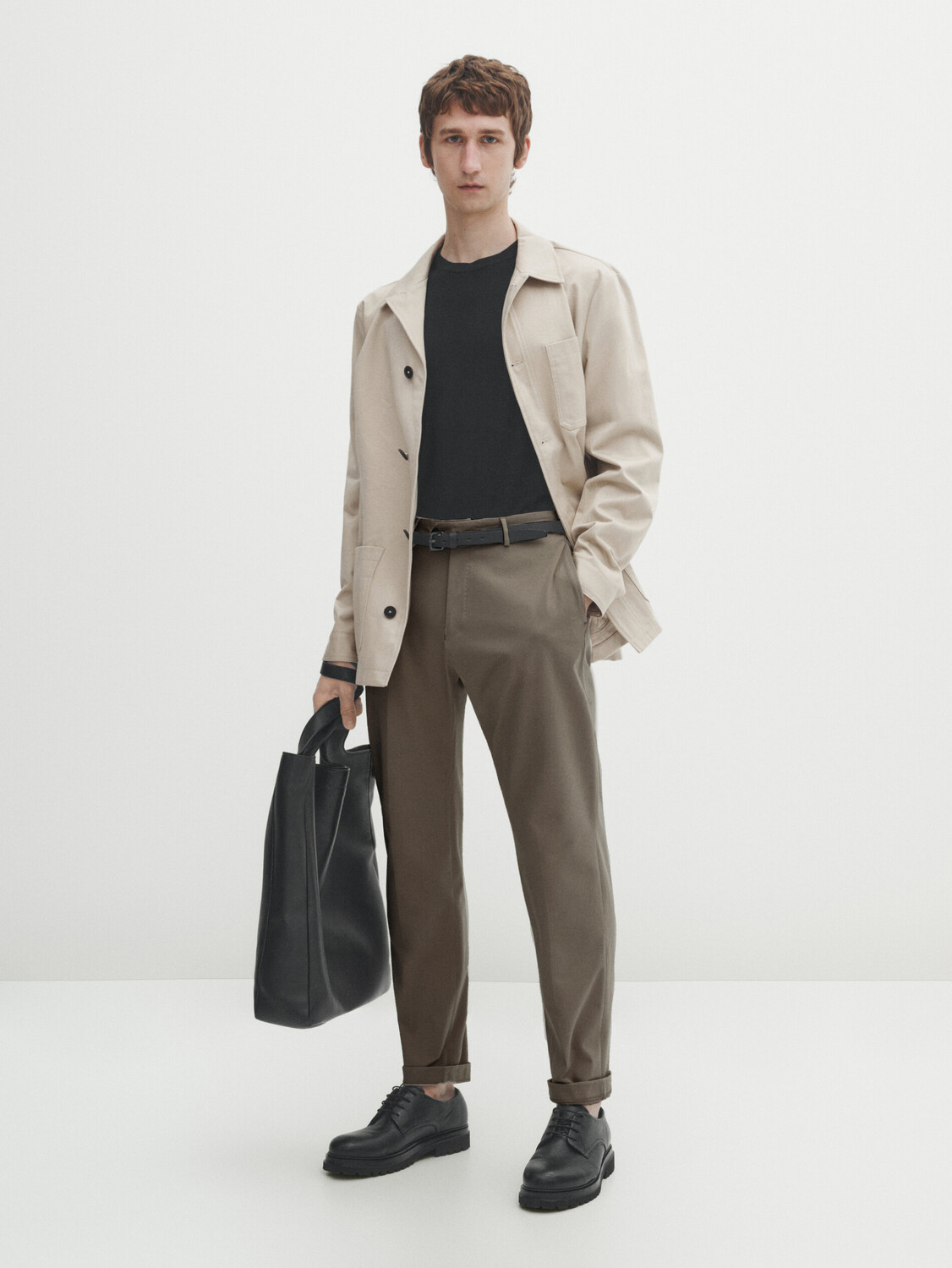 

Умные брюки из смешанного хлопка стрейч. Massimo Dutti, бежевый