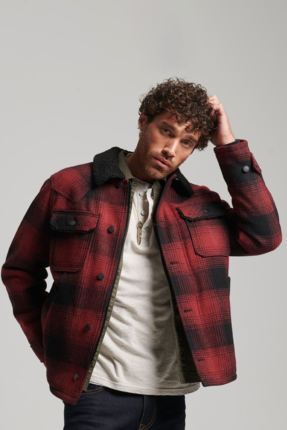 

Пальто из купеческой шерсти Superdry, красный