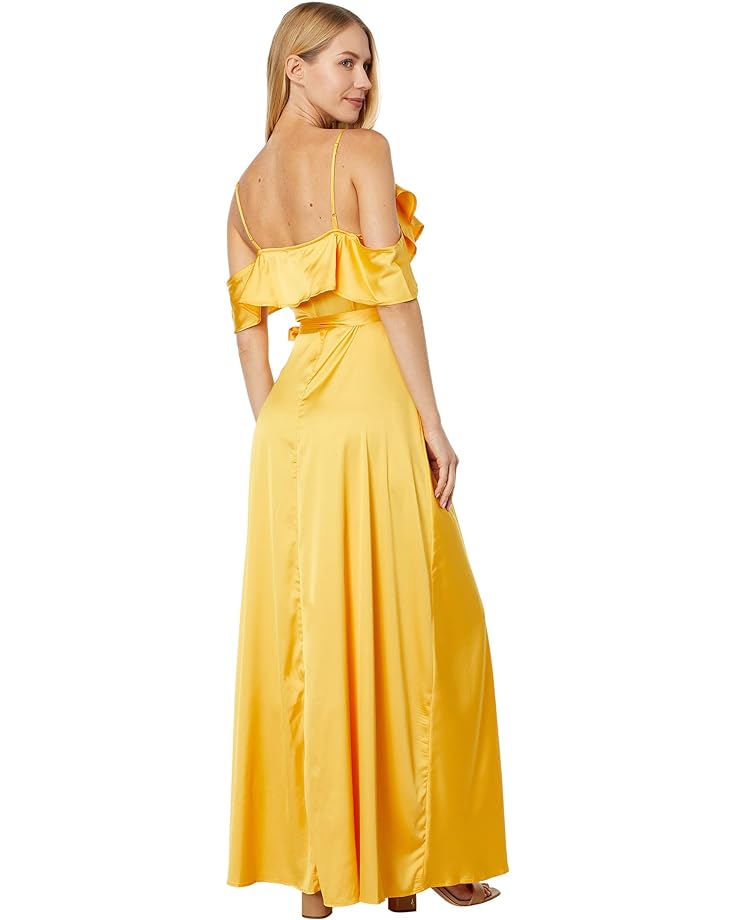 Платье Bebe Cold-Shoulder Ruffle Maxi Dress, цвет Amber цена и фото