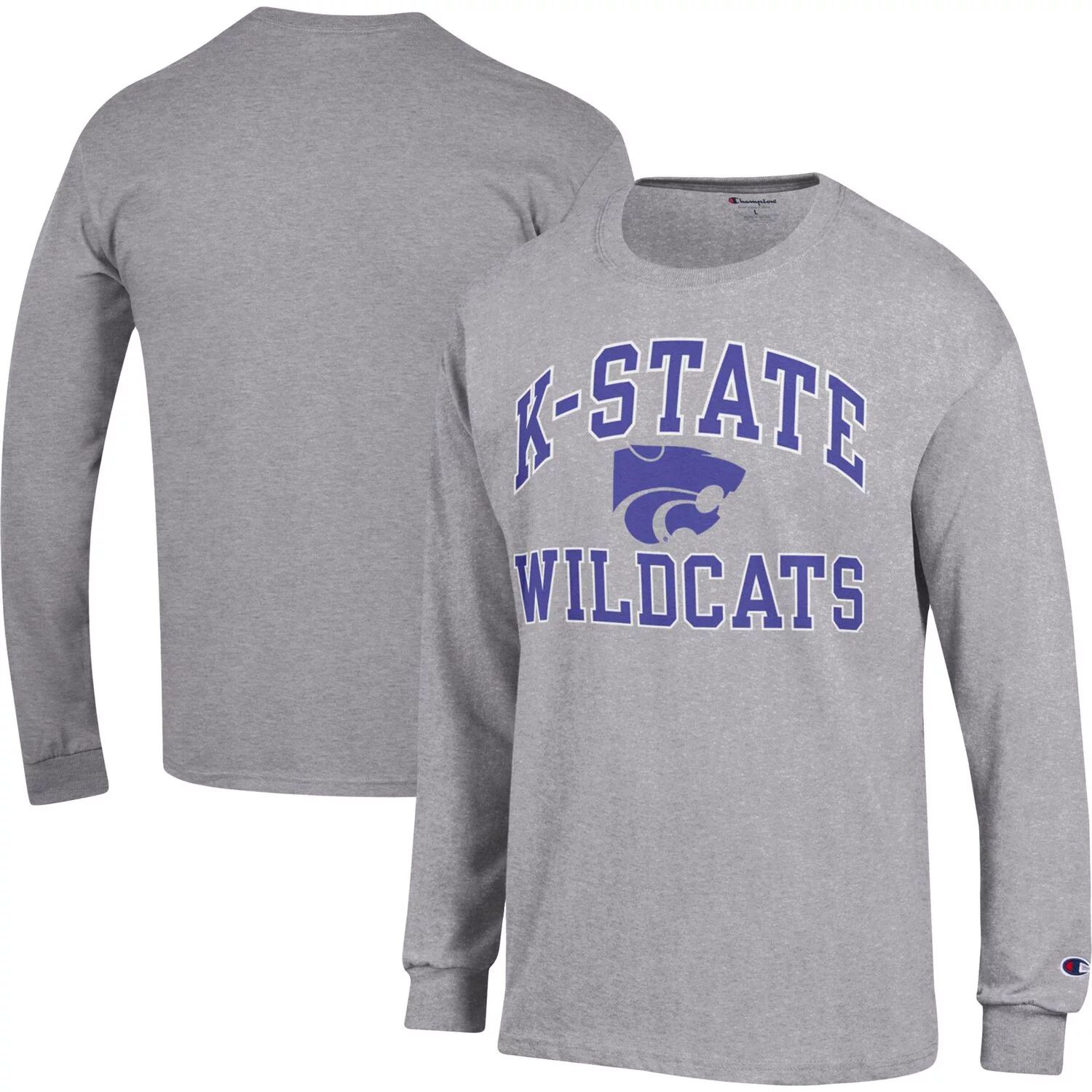 

Мужская футболка с длинным рукавом Heather Grey Kansas State Wildcats High Motor Champion