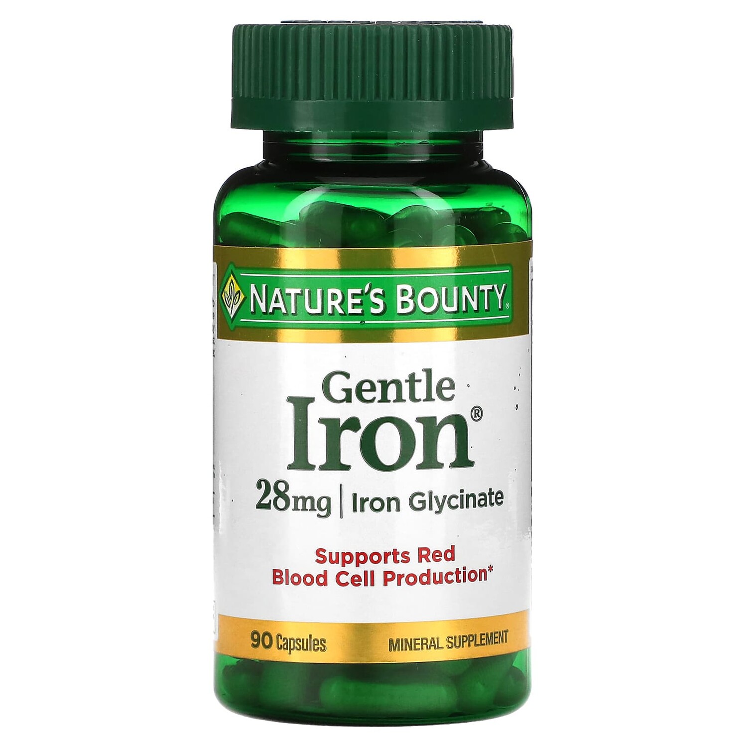 

Gentle Iron, железо, 28 мг, 90 капсул, Nature's Bounty