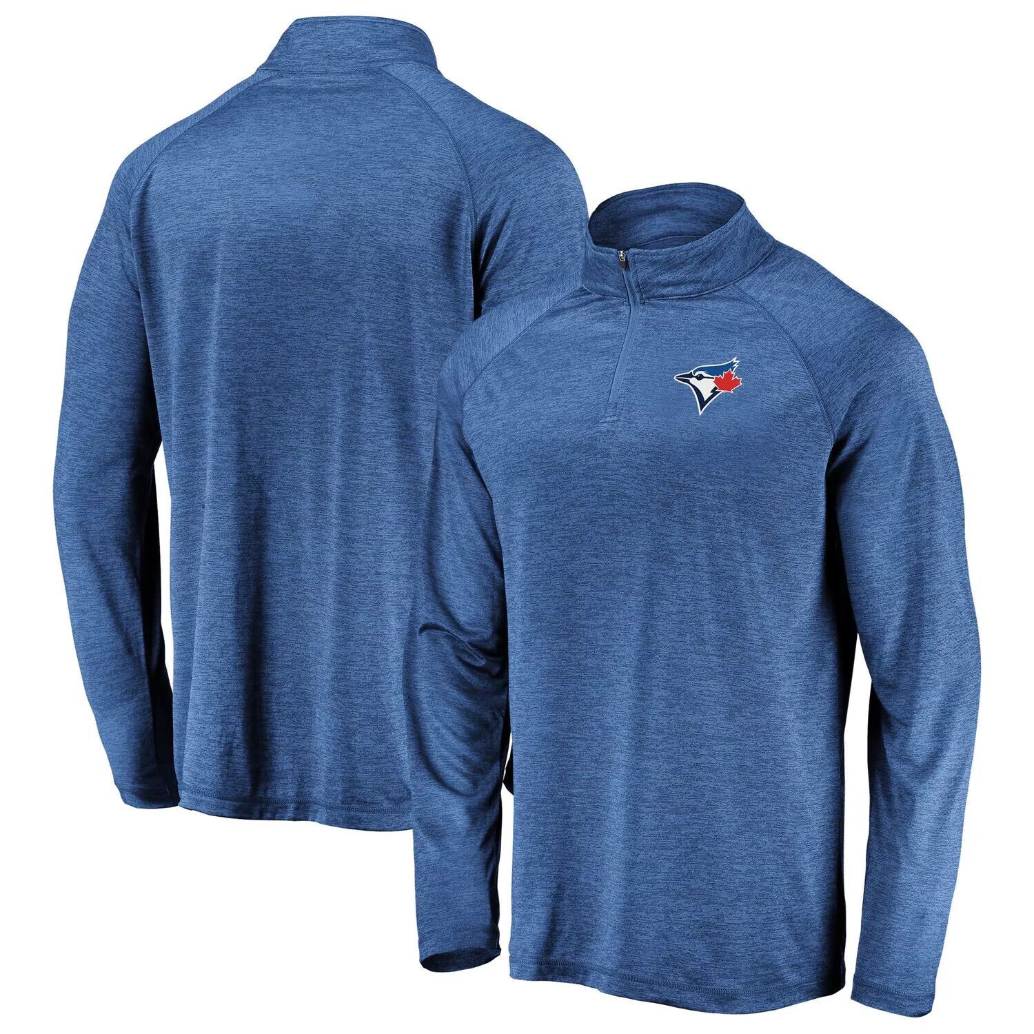 

Мужской фирменный пуловер Royal Toronto Blue Jays с полосатым основным логотипом и молнией до четверти реглан Fanatics
