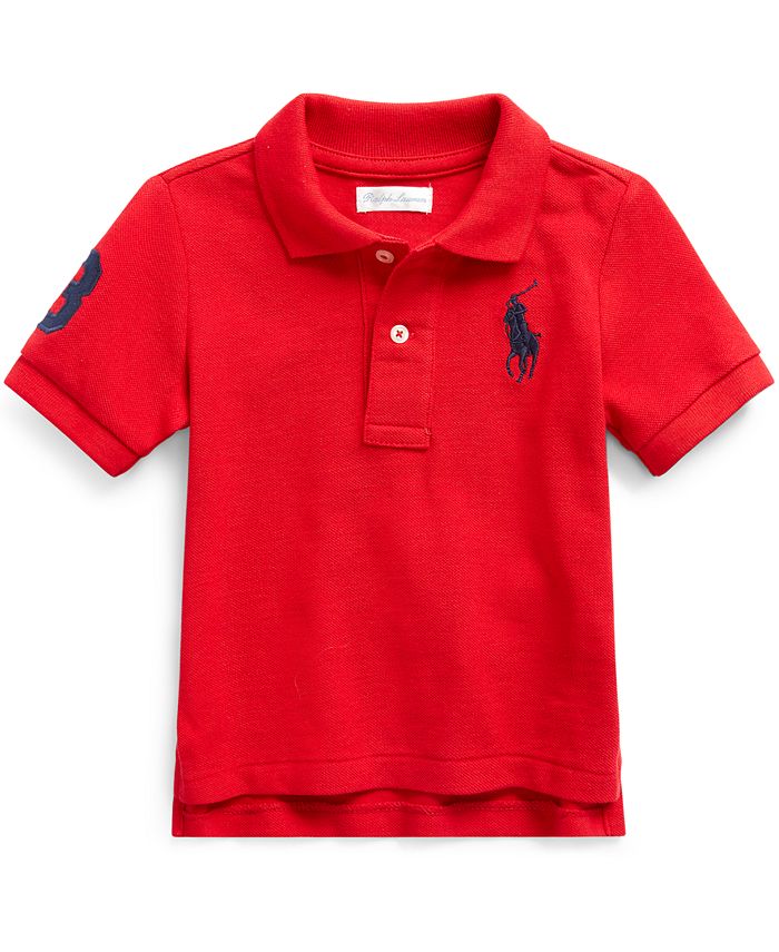 цена Рубашка-поло из хлопковой сетки с логотипом пони для маленьких мальчиков Polo Ralph Lauren, красный