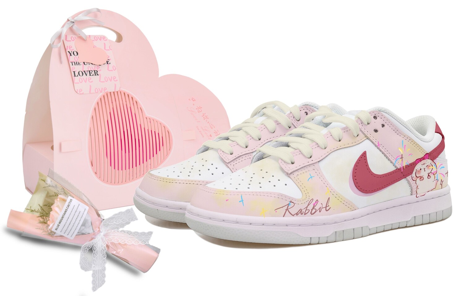 

Кроссовки Nike Dunk Skateboarding Shoes Women's Low-top Pink/Red, розовый