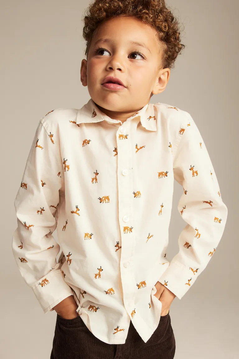 

Рубашка из хлопка с рисунком H&M, белый