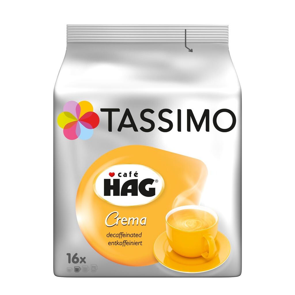 

Tassimo Café Hag Crema без кофеина | 16 Т-дисков, кофейные капсулы