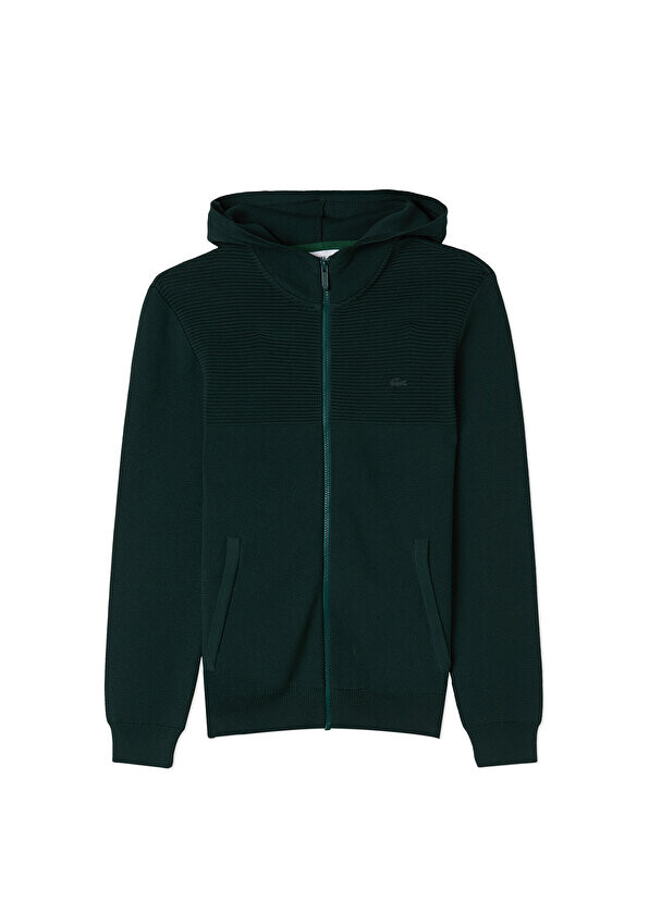 

Темно-зеленый мужской трикотаж обычного кроя с капюшоном Lacoste
