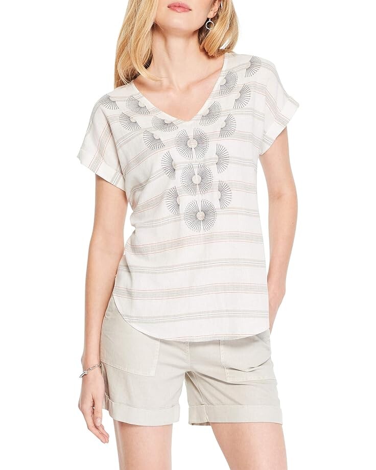 

Топ NIC+ZOE Embroidered Stripe, цвет Neutral Multi