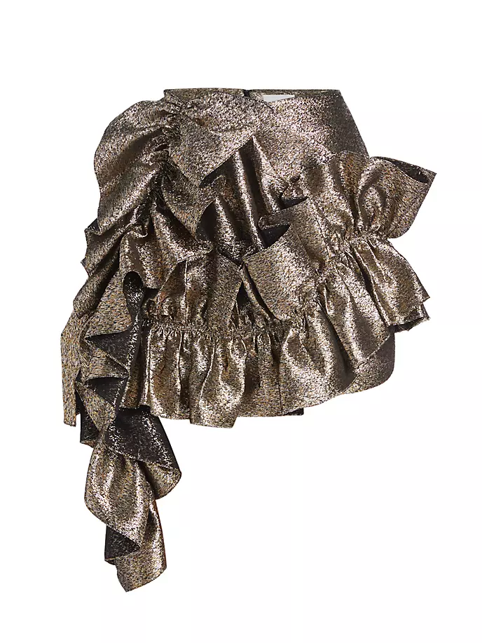 Мини-юбка Ela с оборками из фольги Aknvas, цвет gold leaf