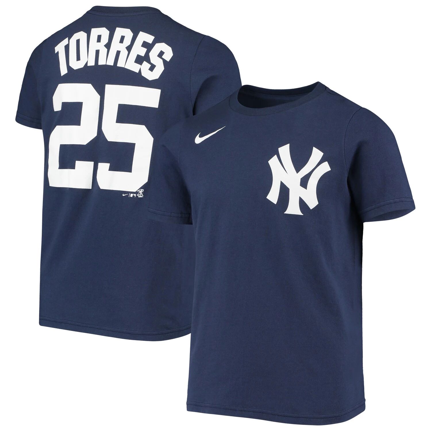 

Молодежная футболка Nike Gleyber Torres Navy New York Yankees с именем и номером игрока Nike