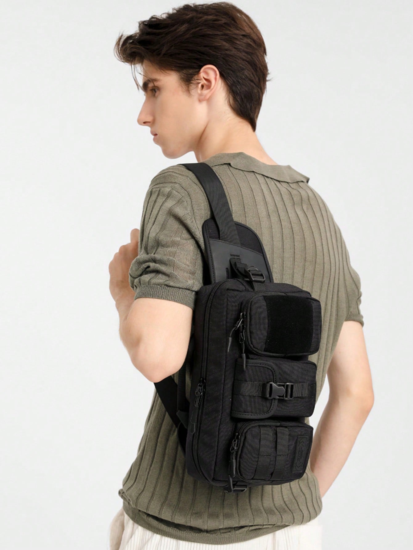 1 шт. мужская сумка через плечо для занятий спортом на открытом воздухе, черный сумка поясная lokis светло лавандовая 1 шт