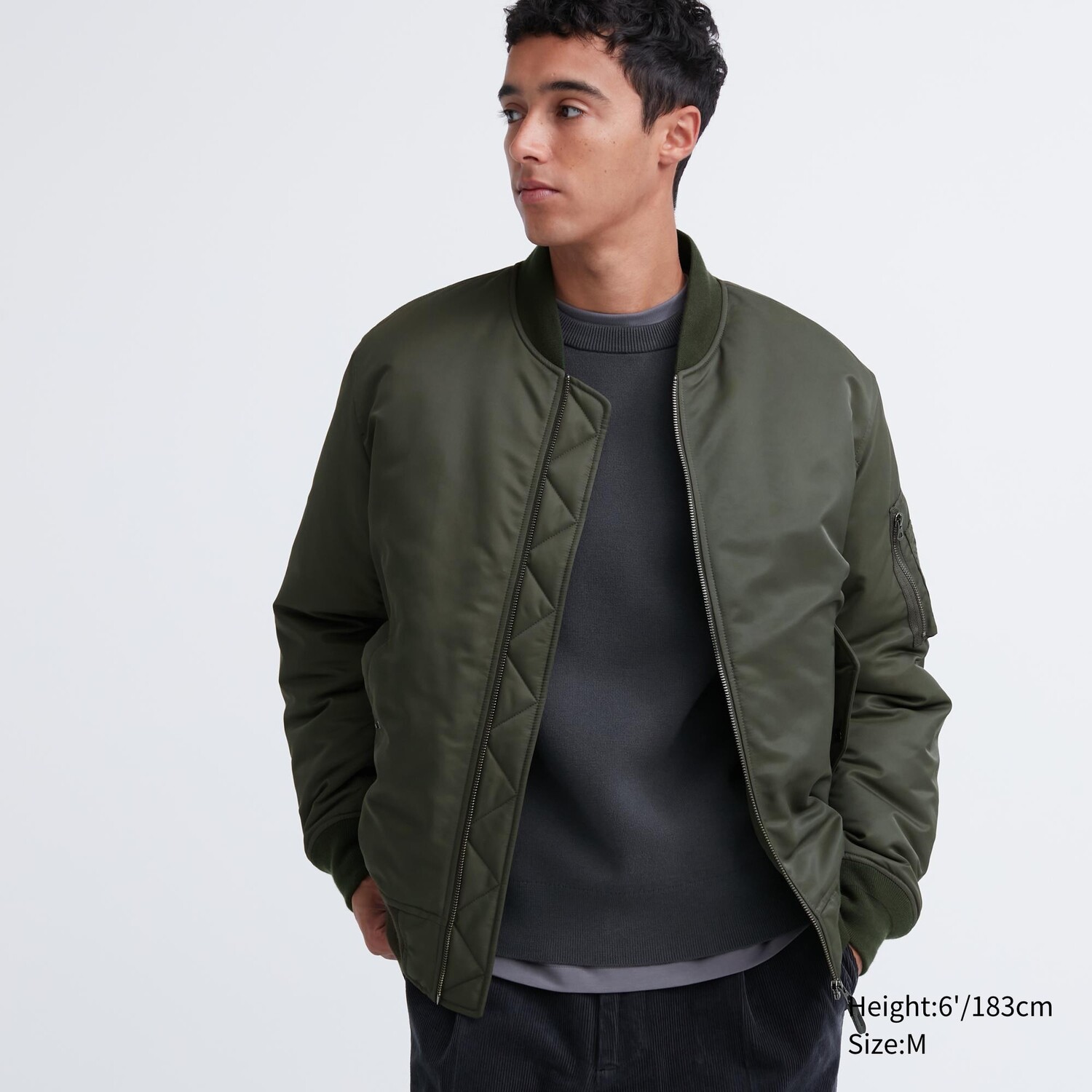 

Блузонная куртка MA-1 Uniqlo, оливковый, Зеленый