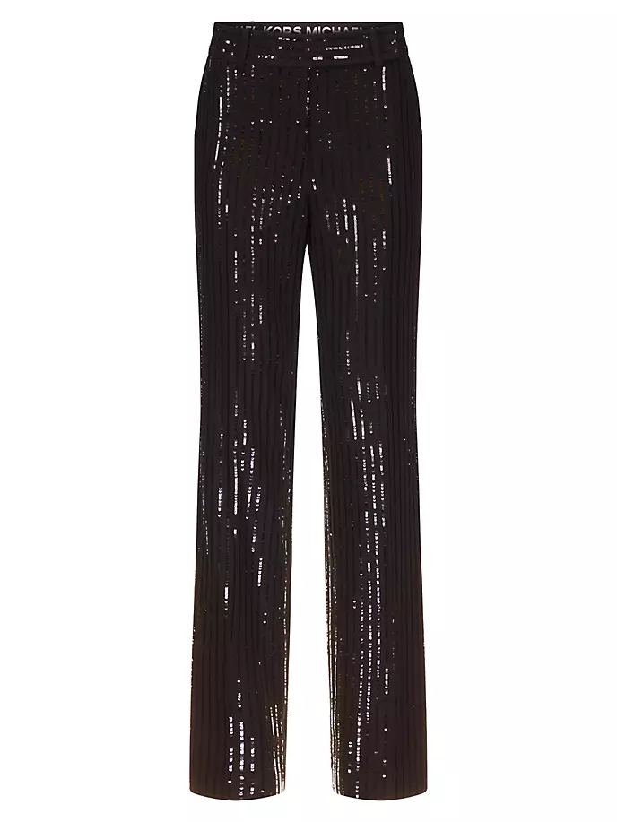 Прямые брюки с пайетками Michael Michael Kors, черный однобортный пиджак джорджина с пайетками michael kors collection черный