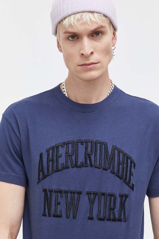 

Хлопковая футболка Abercrombie & Fitch, темно-синий