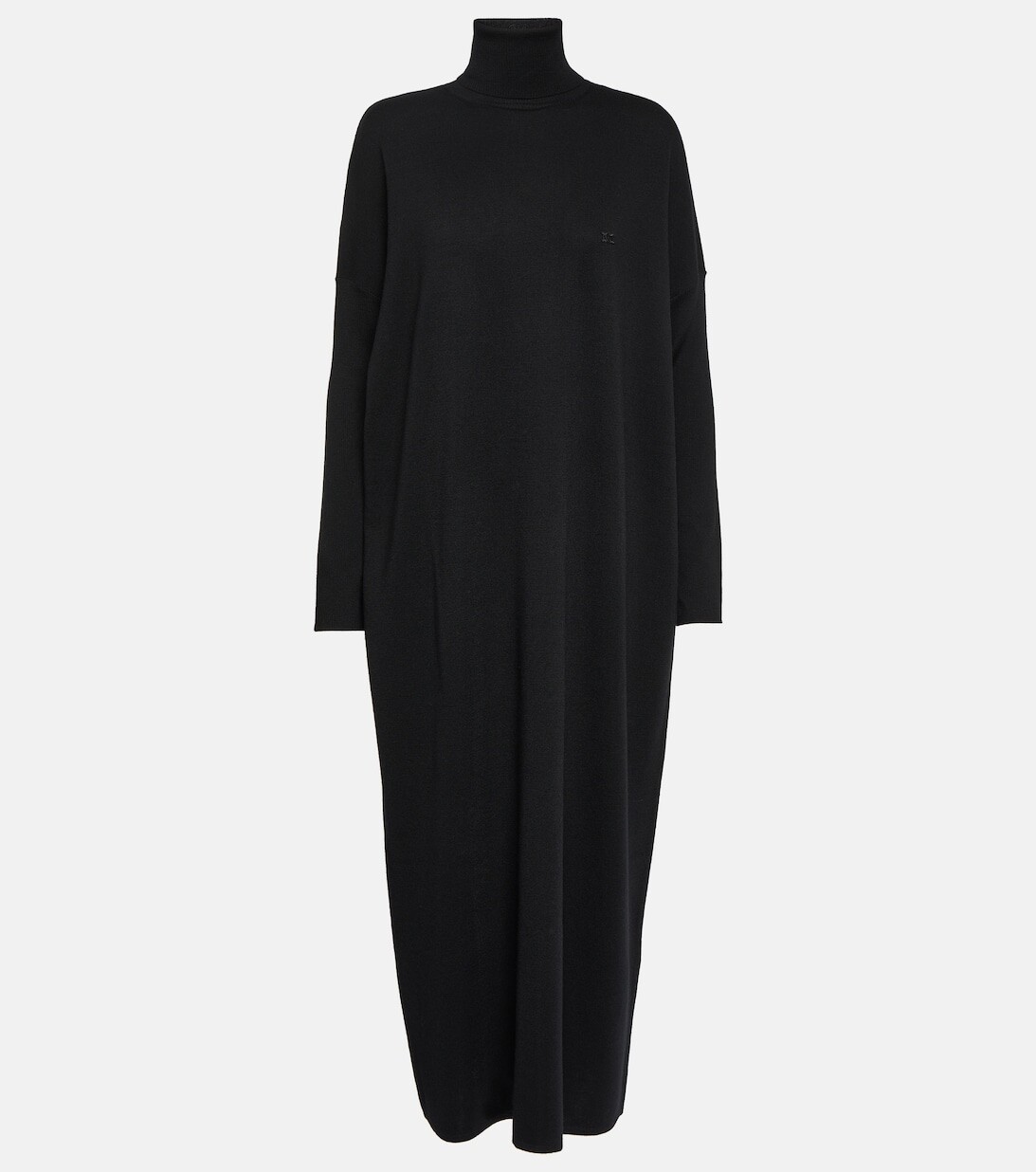 

Шерстяное платье миди Futura с высоким воротником MAX MARA, черный
