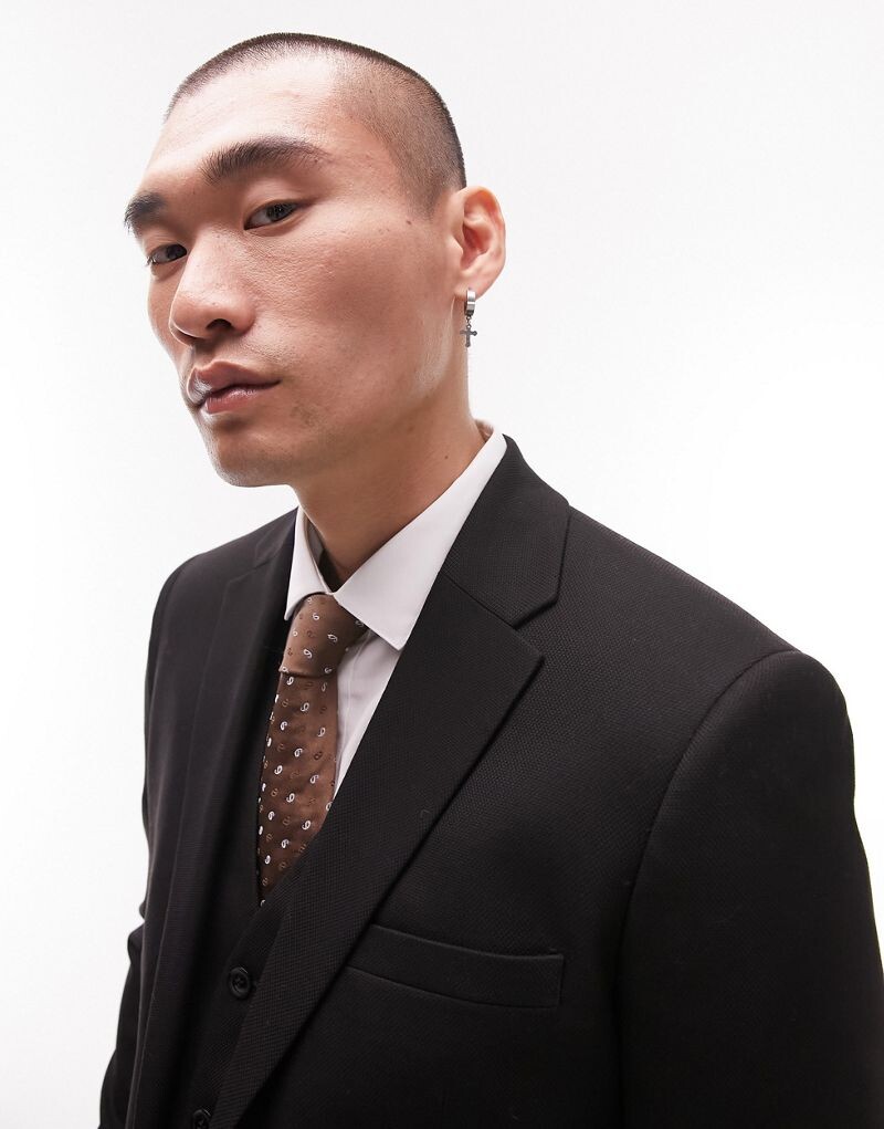 

Черный фактурный пиджак скинни Topman