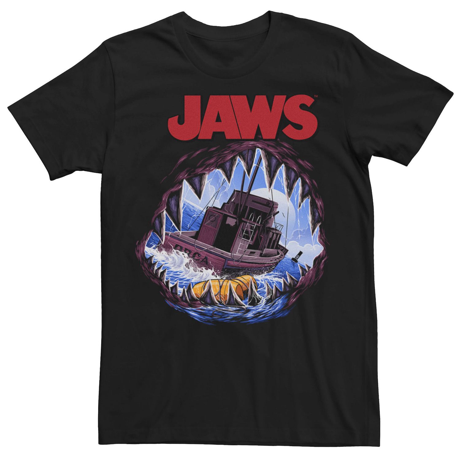 Мужская футболка с открытым ртом Jaws Licensed Character