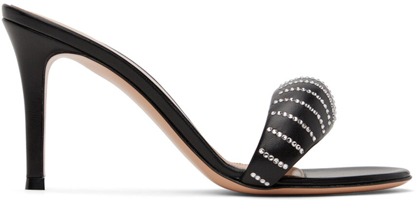 

Черные босоножки на каблуке с кристаллами Bijoux Gianvito Rossi