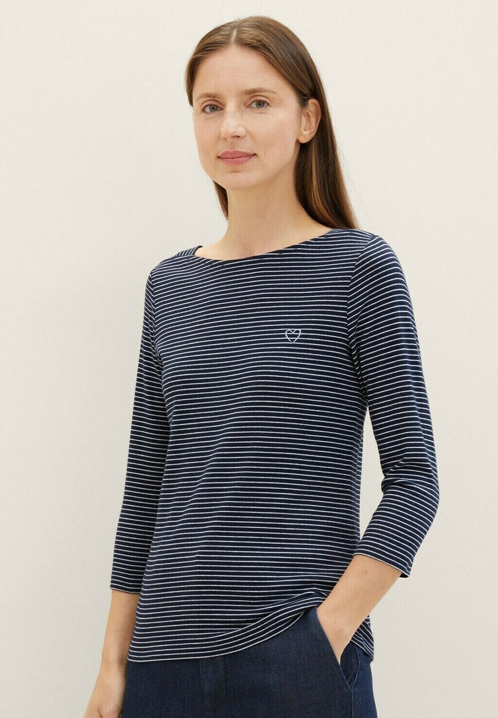 

Рубашка с длинным рукавом TOM TAILOR, цвет navy offwhite stripe