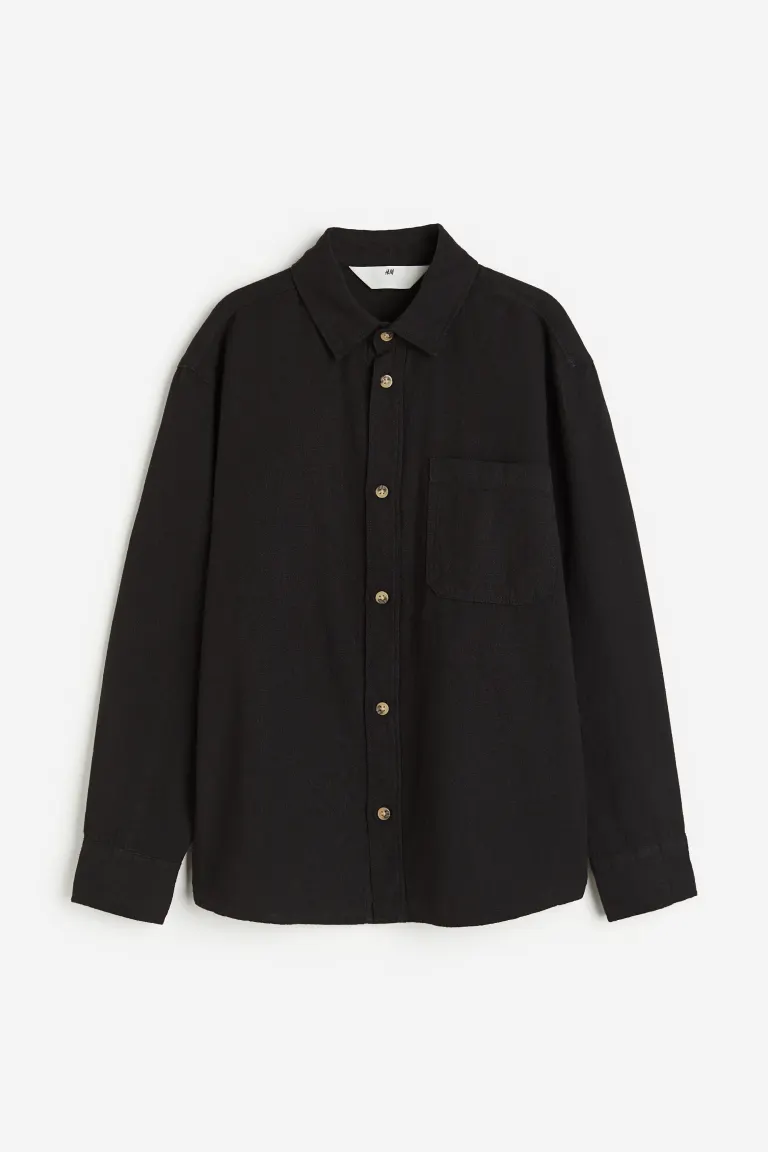 

Рубашка из смесового льна H&M, черный