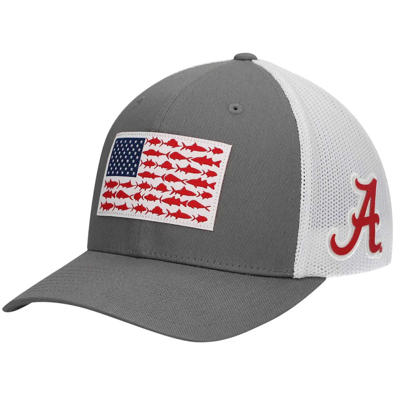 

Мужская шляпа гибкого кроя с флагом Columbia Grey Alabama Crimson Tide Fish Flag