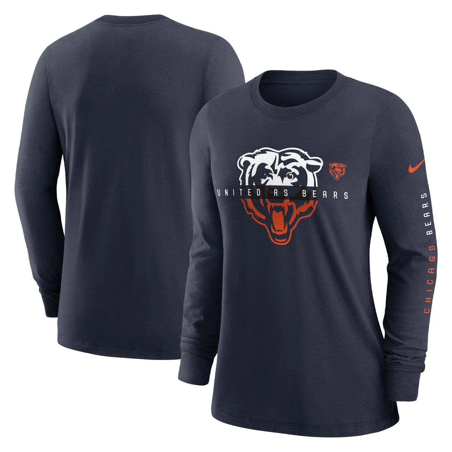 

Женская темно-синяя футболка с длинными рукавами Nike Chicago Bears Prime Split Nike, Синий