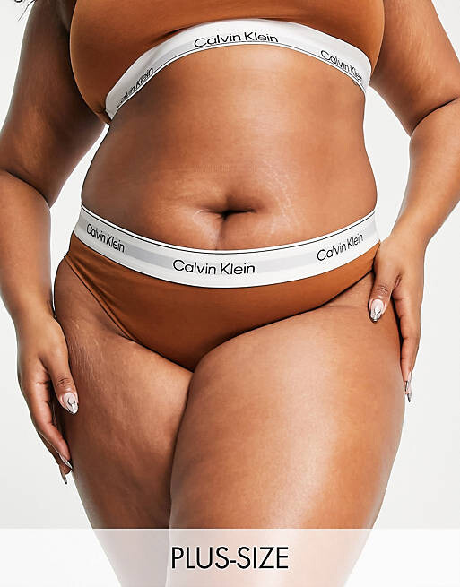

Коричневые трусики бикини из хлопка Calvin Klein Plus Size Modern