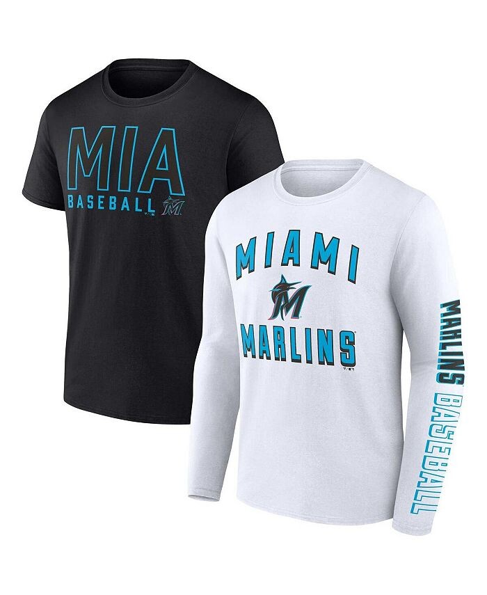 

Мужской комплект из двух фирменных черно-белых футболок Miami Marlins Fanatics, мультиколор