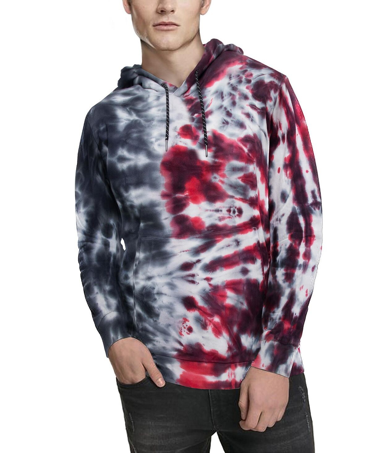 

Мужской пуловер с капюшоном Half and Half Tie Dye X-Ray