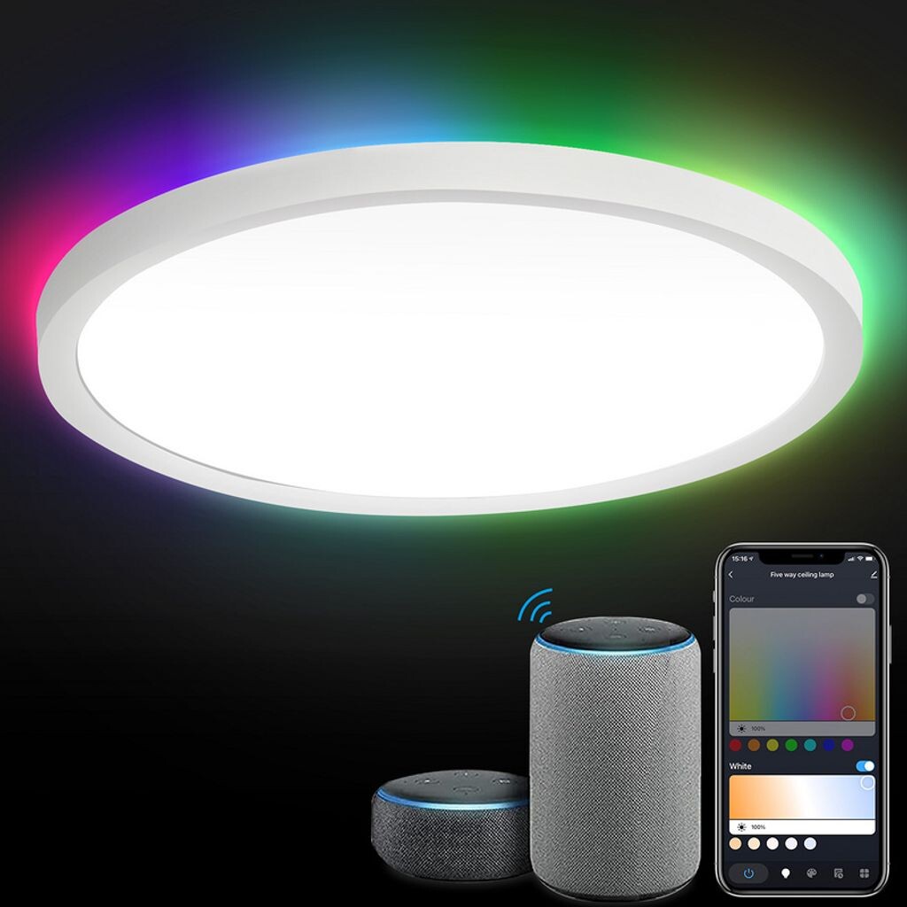 

Yakimz Smart LED потолочный светильник 24 Вт с регулируемой яркостью для гостиной - детской комнаты, светильник RGB для прихожей, белый