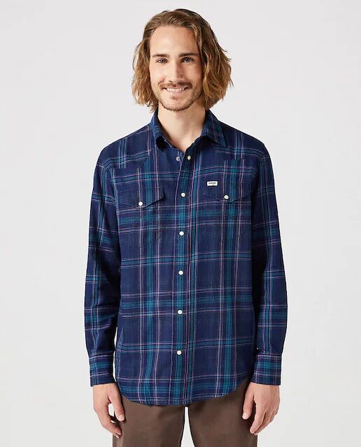 

Мужская рубашка классического кроя в клетку Wrangler, черный