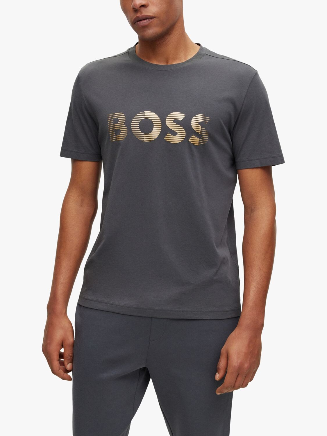 

BOSS Tee 027 Футболка с логотипом, темно-серая, Серый