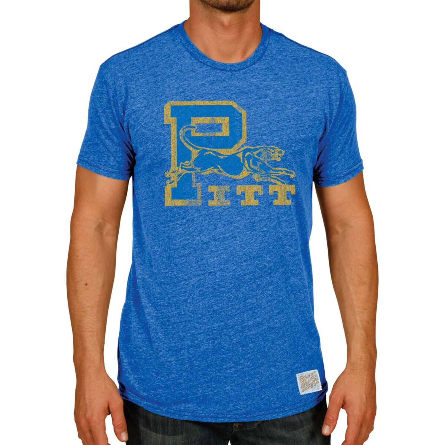 

Мужская оригинальная ретро брендовая футболка Heather Royal Pitt Panthers Vintage Tri-Blend
