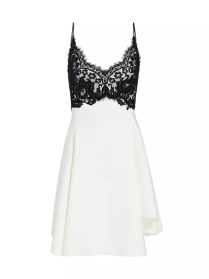 

Мини-платье из крепа и кружева с цветными блоками Jason Wu Collection, цвет chalk