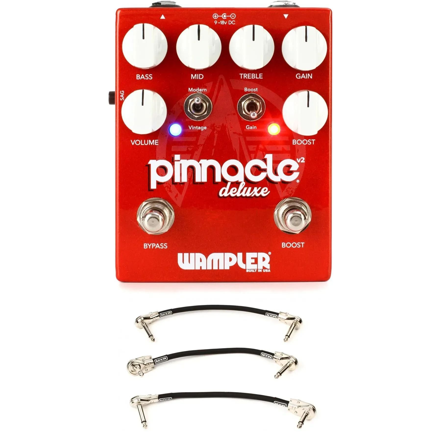 

Педаль овердрайва Wampler Pinnacle Deluxe V2 с комплектом из 3 соединительных кабелей