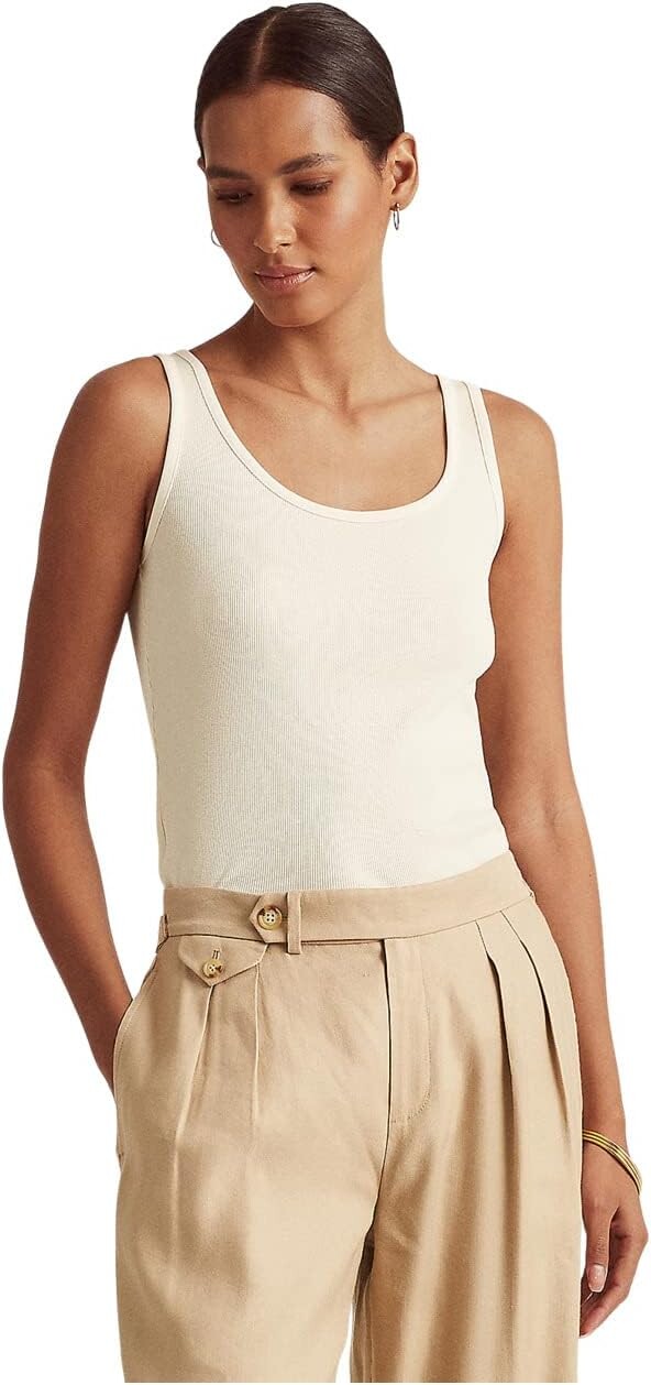 

Майка Cotton-Blend Tank Top LAUREN Ralph Lauren, белый