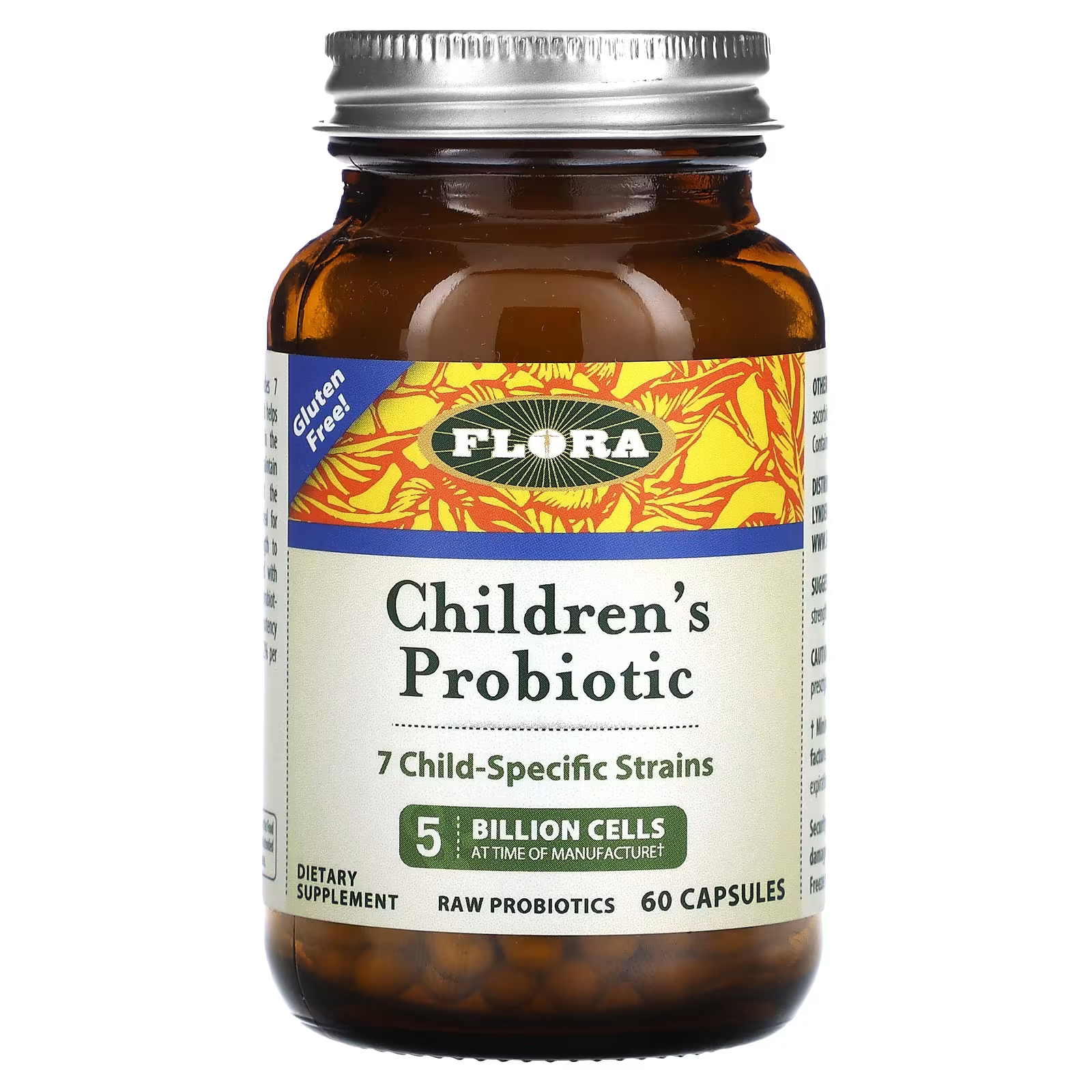 Детский пробиотик Flora, 60 капсул пробиотик для малышей flora 3 миллиарда бактерий 75 гр