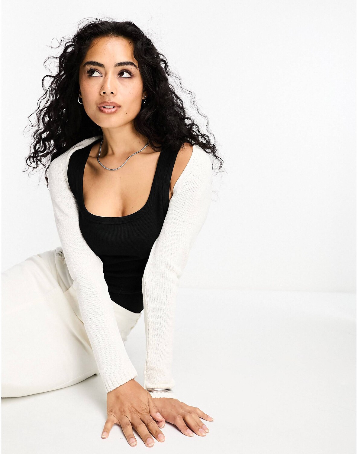 

Кремовый трикотажный кардиган ASOS DESIGN, Бежевый