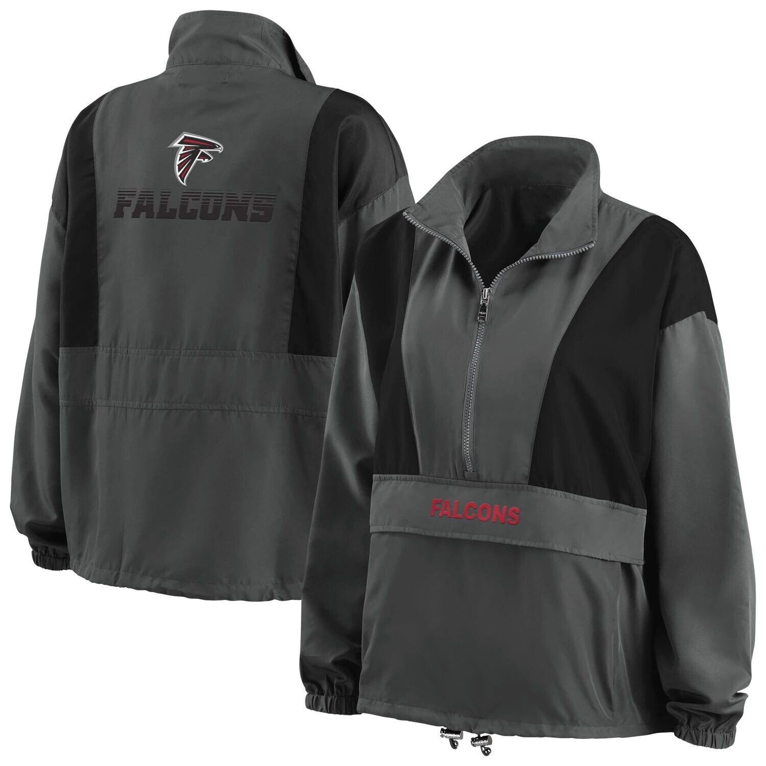 

Женская одежда Erin Andrews Charcoal Atlanta Falcons Складная куртка с молнией до половины длины Popover