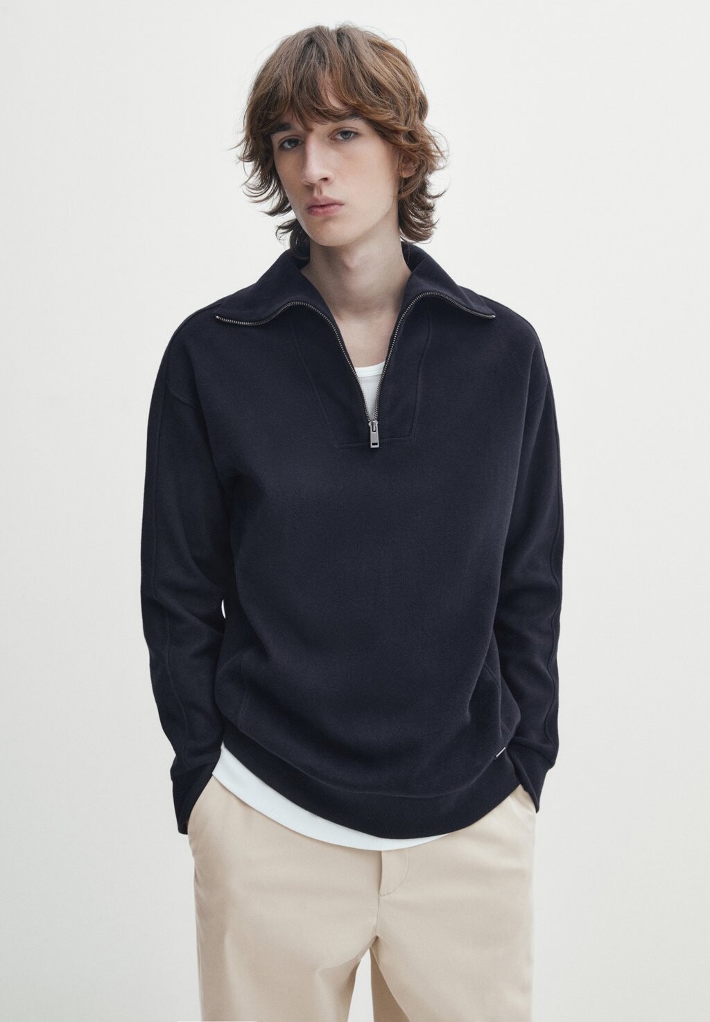 

Толстовка Massimo Dutti MOCK NECK, темно-синий